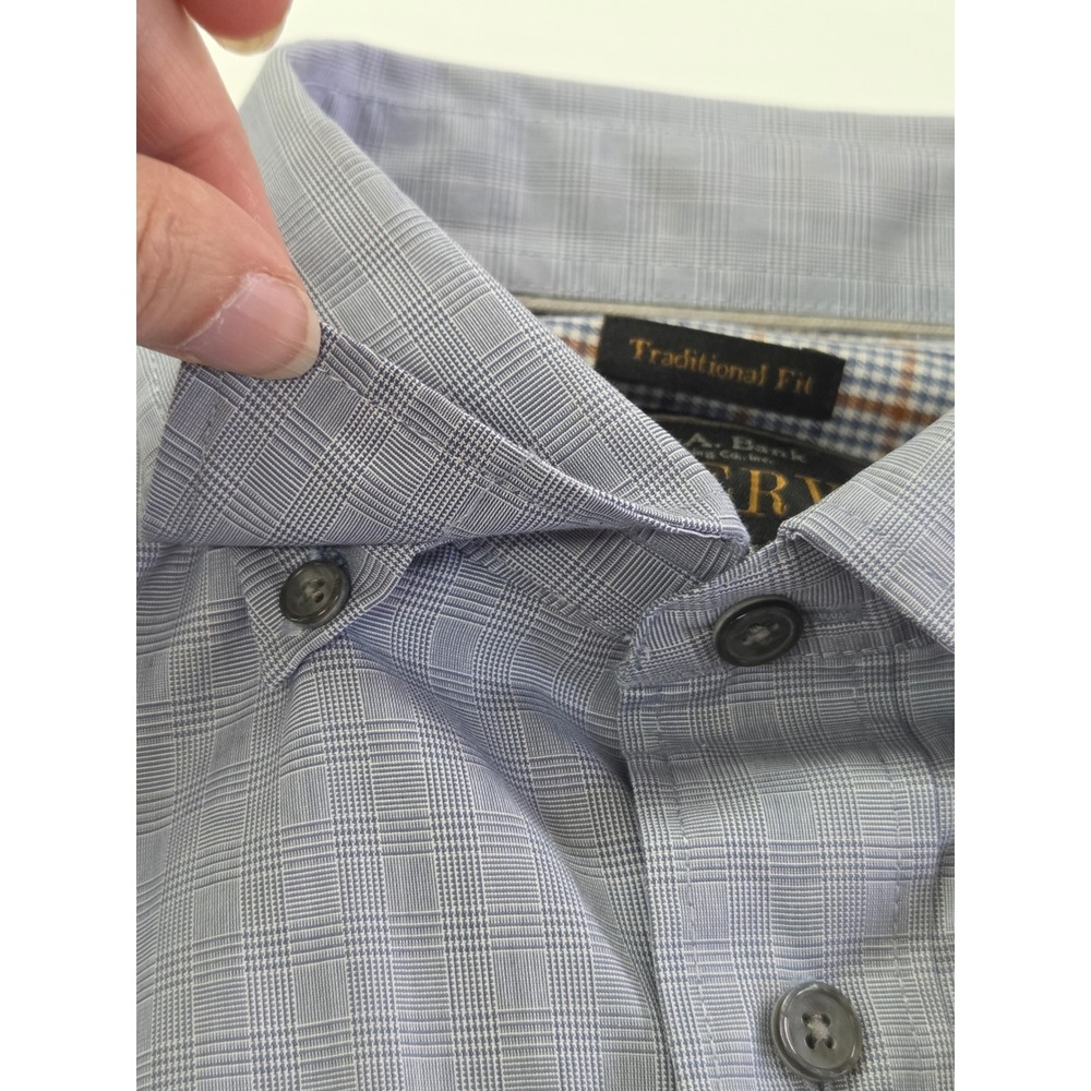 Jos A Bank Reserve Mens Blue Micro Plaid Egyptian Cotton Shirt Traditional Fit M - Picture 8 of 9